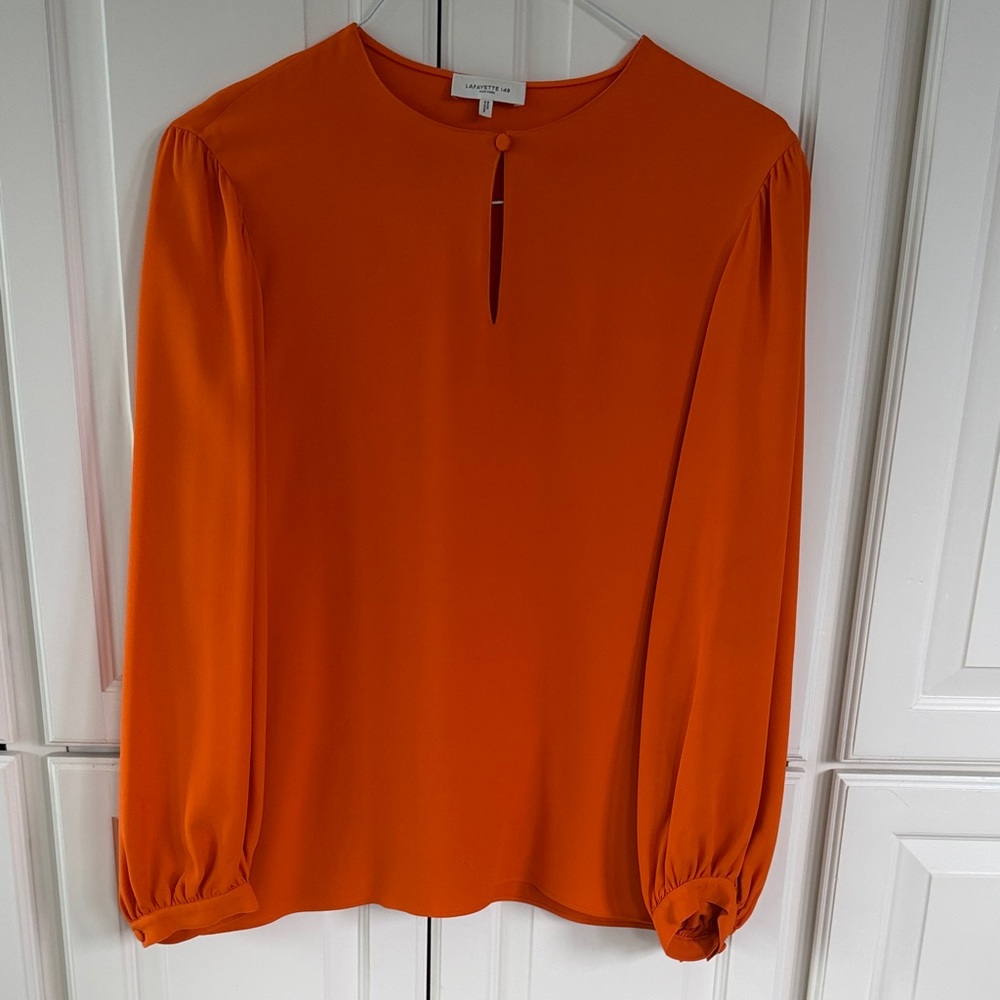 Lafayette 148 New York Vibrant Orange Blouse